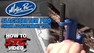 How To Use The Motion Pro Slacksetter Chain Adjustment Tool And Review  Sportbike Track Gear [upl. by Anehc391]