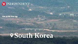 Watch again InterKorea border as South accuses North of preparing to destroy roads [upl. by Bushore23]