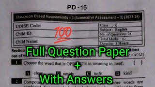 💯Ap 8th class Sa2 english question paper 20248th class Sa2 english question paper and answers 2024 [upl. by Eniamreg499]