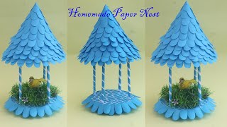 Awesome homemade paper nest  How to make bird nest with paper  Creative Ideas HF [upl. by Sadinoel]