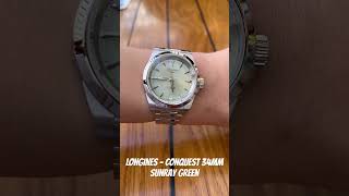 LONGINES  CONQUEST 34mm Sunray Green Wrist Roll [upl. by Ettenahs]