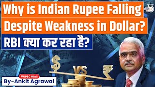 INR vs USD Why is Indian rupee falling despite dropping US dollar rates  Economy  UPSC [upl. by Kore]