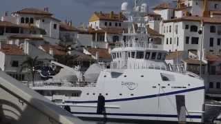 ACE 87m Super yacht amp GARCON 4 ACE support ship with Helicopter visit Puerto Banus [upl. by Curcio]