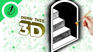 how to draw 3D STAIR step by step  very easy  with dimension 3D [upl. by Eenhpad231]