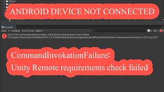 CommandInvokationFailure Unity Remote requirements check failed URDU  HINDI [upl. by Girvin]