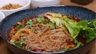 Hot and Sour Noodle Soup Recipe Sichuan Suan La Fen 酸辣粉 [upl. by Tenneb]