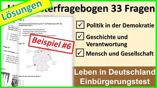 Leben in Deutschland  Einbürgerungstest 33 Fragen Beispielุ6 Lösungen [upl. by Madeleine659]