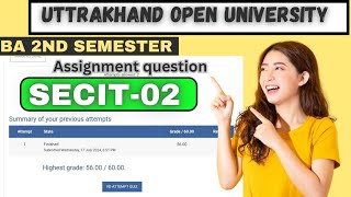 UOU SECIT02 assignment questions 2024 uou ba 2nd semester uttrakhand Open University [upl. by Ttenyl]