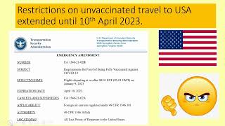 Restrictions on unvaccinated travel to USA extended to 10th April 2023 [upl. by Kus]