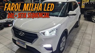 Creta Attitude 2018 Kit Farol Milha Lâmpadas Ultra Led  Fita 75cm DRL e Seta Sequencial [upl. by Celio]