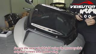 Installation of 10 ince Smoked Windshield for Harley Road Glide CVO 2024 [upl. by Dulcia304]