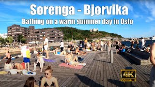 4K Warm Summer day in Oslo Norway Sørenga and Bjørvika bathing places [upl. by Gonzalez514]