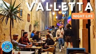 Valletta Malta Night Life  4K Walking Tour  April 2024 [upl. by Mirisola]