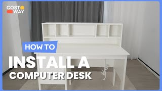 How to Install the 48 Inch Computer Desk with Drawers Power Outlets  67208951 costway howto [upl. by Eehsar]