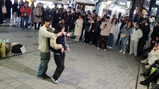 STREET ARTIST YU KAGAWA amp HYOJIN INTERACTIVE HONGDAE BUSKING 240111 [upl. by Askari]