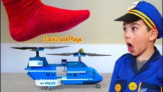 DONT STEP ON THE LEGOS Cops amp Robbers Costume Pretend Play and Skit for Kids  JackJackPlays [upl. by Herve]