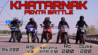 Hero Karizma XMR 210 vs Rs200 va Duke 200 vs Rc200 vs R15 v3  Long Race ish bike ne Kamal Diya [upl. by As433]