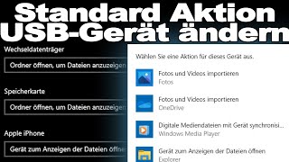 Standard Aktion ändern beim anschließen eines USB Gerätes  zB Festplatte Smartphone uvm [upl. by Rebmak]