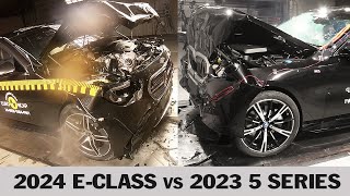 2024 MercedesBenz EClass VS 2023 BMW 5 Series – Crash Tests [upl. by Anomor467]