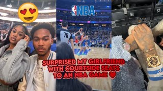 I Surprised My Girlfriend With Courtside Seats To An NBA Game ❤️ [upl. by Ahsilram791]