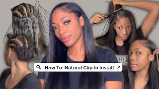 HOW I INSTALL MY AMAZON CLIP INS  braid down method  PROTECTIVE STYLE [upl. by Melvina]