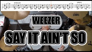 Weezer  Say It Aint So  Drum Cover With SHEET MUSIC [upl. by Vito]