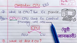 What is CPU full Explanation  Parts of CPU CU amp ALU [upl. by Eeliak]