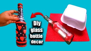 Homemade Glass Bottle Decoration Ideas diy  Bottle Decor ideas  Glass Bottle Crafts [upl. by Ruosnam]