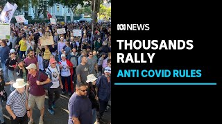 Thousands rally in Brisbane against lockdowns and masks as the state records no new cases  ABC News [upl. by Oiziruam]