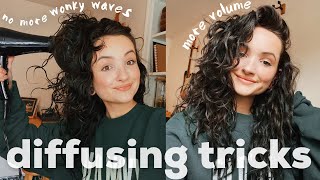 HOW TO DIFFUSE WAVY HAIR \ more volume less wonky waves [upl. by Atoiyanap356]