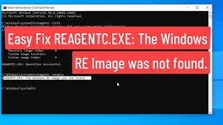 Easy Fix REAGENTCEXE The Windows RE image was not found Error [upl. by Mcgregor]