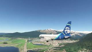 MSFS 2020 ALASKA AIRLINES LANDING AT JUNEAU AIRPORT PMDG 737 800 [upl. by Aihseya]