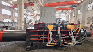 Made in china Y81800 front turn out 800 tons power scrap steel baler machine before dispatch [upl. by Ahsei938]