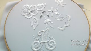 HAND EMBROIDERY monogram quotAquot Easy Satin stitch [upl. by Solakcin]