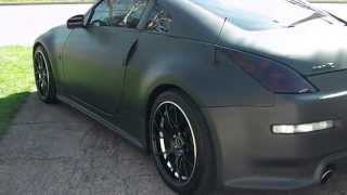 1 SICK FLAT  MATTE BLACK NISSAN 350z WITH HIDE AWAY LICENSE PLATE [upl. by Attenweiler805]