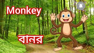 learn animals name l animals name English and Bengali language with sound l Shishu Shikha tv [upl. by Arikehs]