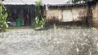 Heavy Rain on Beautiful Remote Villages Rain Video [upl. by Shultz]