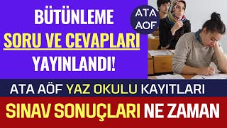 Ata Aöf Bahar Dönemi Bütünleme Sınavı Soruları ve Cevapları Yayınlandı Sonuçlar Ne Zaman Açıklanır [upl. by Fortunato805]