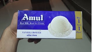 अमूल वेनीला आइसक्रीम 1 पर 1 फ्री Amul vanilla plane ice cream full reviw price net weight and taste [upl. by Shrier]