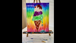 Ice Cream Acrylic Painting Tutorial Step By Step Painting [upl. by Atiekan652]