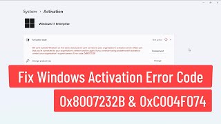 Updated Fix Windows Activation Error Code 0x8007232B and 0xC004F074 Easy Solution [upl. by Eniamaj]