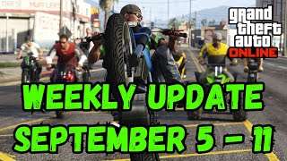 Weekly Update September 5  11 in GTA 5 Online 2X amp RP Discounts Bonuses Removed Cars amp More [upl. by Anaerol966]