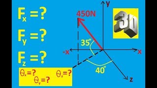 Vector Mechanics Statics  3D vector components and angles Problem 272 [upl. by Tnelc]