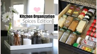 Kitchen Organization Spices Edition  Organize With Me  MissLizHeart [upl. by Adihsaar910]