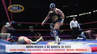 CMLL  LOS GUERREROS LAGUNEROS VS ATLANTIS JR  MÍSTICO  SOBERANO JR ARENA MÉXICO 040823 [upl. by Granthem808]