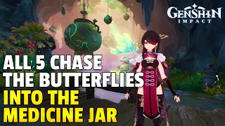 ALL 55 Chase the butterflies into the medicine jar  Genshin Impact [upl. by Marder]