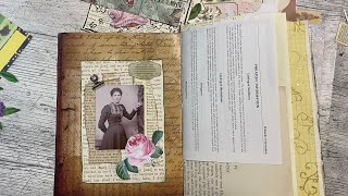 Scraps on Sunday decorating a basic book page junk journal with scraps and desk sweepings [upl. by Atiner383]