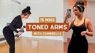 15 MIN TONED ARMS  SHOULDERS DUMBBELL WORKOUT [upl. by Florida140]