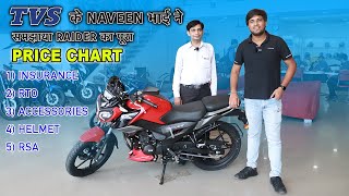 NAVEEN भाई ने समझाया RAIDER का Ex Show से लेकर On Road तक का सफर  TVS RAIDER Price Chart Explained [upl. by Ibrad]