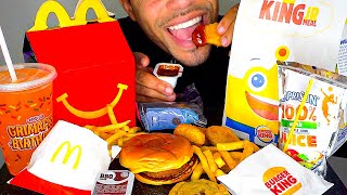 mcdonald’s vs burger king kids meals toys chicken nuggets cheeseburger happy meal eating show jerry [upl. by Cal69]